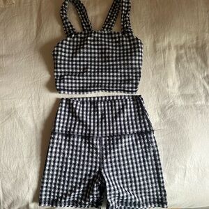 Aerie Black and White Checkered Athletic Shorts
